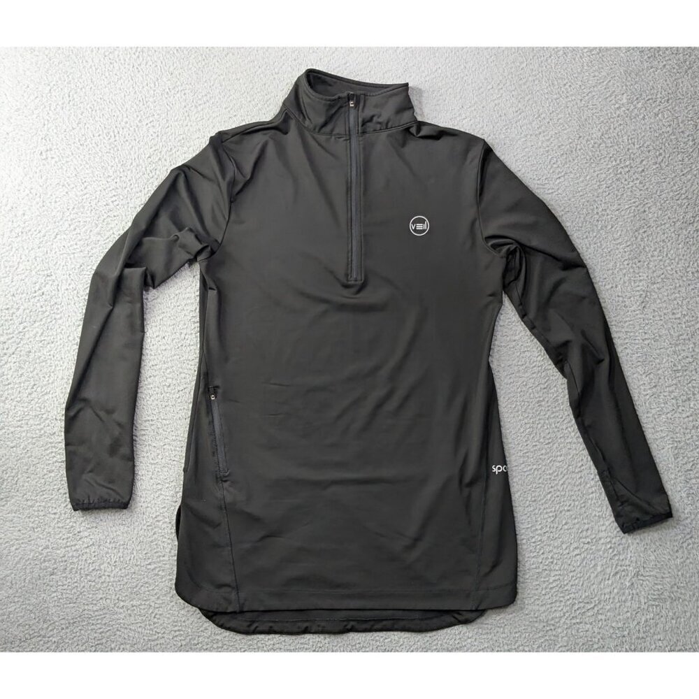 Veil Spark Zip Pullover Womens Medium Tunic Black Active Top PerformanKance Long